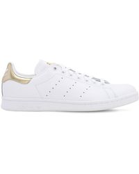 adidas Originals Leather Stan Smith Pink And Gold Sneakers Women in White |  Lyst