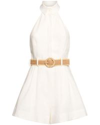 Zimmermann - Linen Belted Acacia Playsuit - Lyst