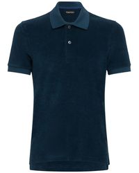 Herren Bekleidung T-Shirts Poloshirts Tom Ford Baumwolle Polohemd Aus Baumwollmischpiqué in Blau für Herren 