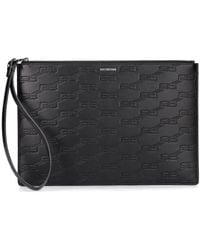 Balenciaga - Embossed Leather Pouch W/ Wrist Strap - Lyst