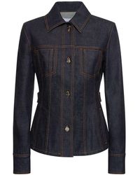 Ferragamo - Fitted Denim Shirt Jacket - Lyst