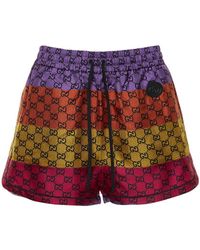 Gucci Gg Silk Canvas Shorts - Purple