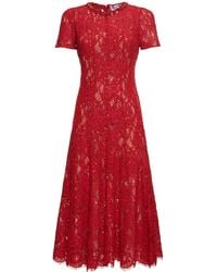 Self-Portrait - Mujer Vestido Midi De Encaje Con Lentejuelas - Lyst