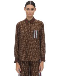 Burberry Camiseta "Tb" De Seda Mulberry - Marrón