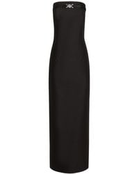 Versace - Wool & Silk Twill Long Dress W/ Logo - Lyst