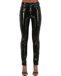 Saint Laurent Enge Jeans Aus Stretch Mit Pailletten - Schwarz
