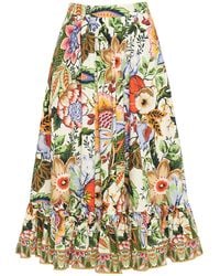 Etro - Printed Cotton Ruffled Midi Skirt - Lyst