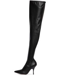 Rochas 100mm Faux Leather Over-the-knee Boots - Black