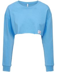 Adam Selman Sport Cropped Cotton T-shirt - Blue
