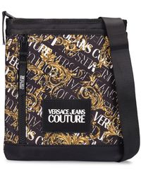 Versace Jeans Couture Umhängetasche Aus Nylon Mit Baroquedruck - Schwarz