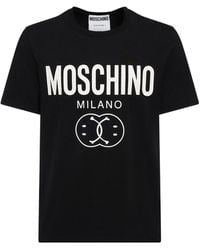 Moschino T-shirt Aus Baumwolljersey Mit Logodruck - Schwarz