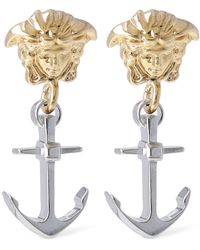 Versace - Anchor Logo Pendant Earrings - Lyst