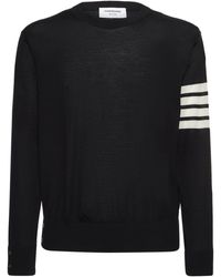 Thom Browne - Wool Crewneck Sweater W/ Stripes - Lyst