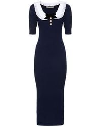 Alessandra Rich - Cotton Blend Knit Midi Dress W/ Collar - Lyst