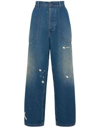Maison Margiela - Mid Rise Painted Denim Wide Jeans - Lyst