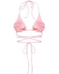 Magda Butrym - Jersey Triangle Bikini Top W/ Roses - Lyst