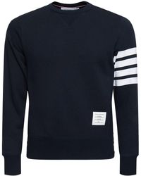Thom Browne - Sweatshirt Aus Baumwolljersey Mit Strickstreifen - Lyst