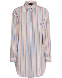 Etro - Striped Oversized Cotton L/S Shirt - Lyst