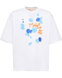 Marni - Flower Print Cotton Jersey Loose T-Shirt - Lyst