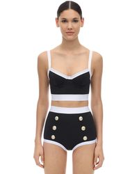 Balmain Badeanzug Aus Lycra - Schwarz