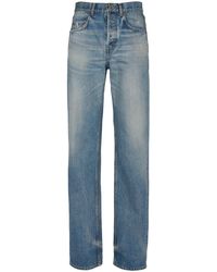Saint Laurent - Adjusted Maxi Cotton Denim Long Jeans - Lyst