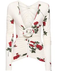 Magda Butrym - Rose Printed Jersey Long Sleeve Top - Lyst