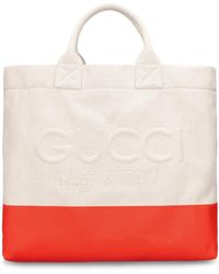 Gucci - Borsa shopping piccola cabas in cotone bicolor - Lyst