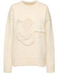 Jil Sander - Embroidered Mohair Blend Knit Sweater - Lyst
