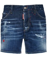 DSquared² 26.5cm Dan Commando Cotton Denim Shorts - Blue
