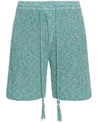 Alanui Palm Tree Cotton Knit Shorts - Blue