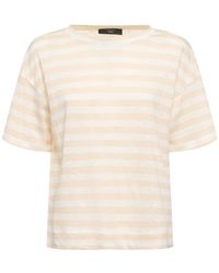 Weekend by Maxmara - T-shirt falla in jersey di lino a righe - Lyst
