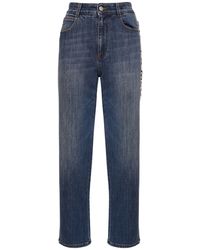 Stella McCartney Jeans Cropped Rectos De Eco Denim - Azul