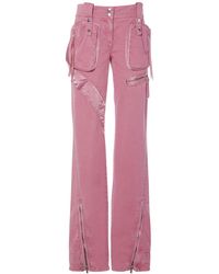 Blumarine - Cotton Denim Cargo Flared Pants W/Zips - Lyst