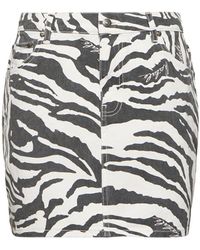 ROTATE BIRGER CHRISTENSEN - Nela Zebra Print Denim Mini Skirt - Lyst