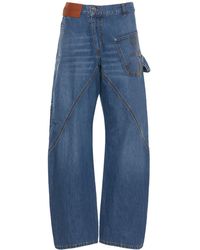 JW Anderson - Jeans larghi con vita media asimmetrica - Lyst