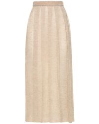 AURALEE Dry Cotton Knit Pleated Skirt in Natural | Lyst