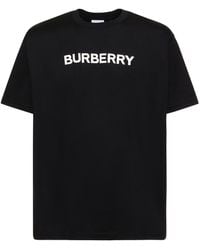 Burberry - T-shirt harriston in jersey di cotone con logo - Lyst