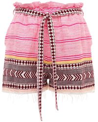 lemlem Neela Tie Belt Cotton Blend Shorts - Pink