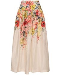 Zimmermann - Falda larga Alight de lino floral - Lyst