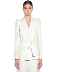 KENZO Tailored Soft Linen Drill Jacket - White