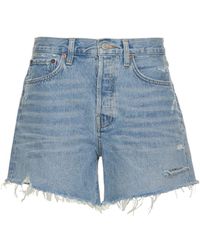 Agolde - Parker Long Cotton Denim Shorts - Lyst