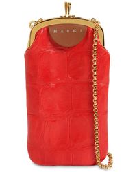 Marni Porta Cellulare In Pelle Stampa Coccodrillo - Rosso