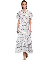 Luisa Beccaria Embroidered Cotton Poplin Long Dress - Mehrfarbig