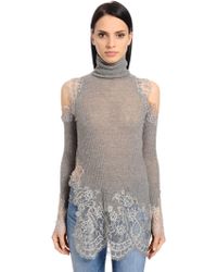 Cardigan Ermanno Scervino Maglia Grigia Bolero Taglia IT42/USS Nuovo Con Etichette