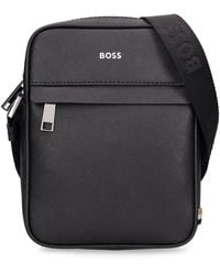 BOSS - Zair Zip Leather Crossbody Bag - Lyst