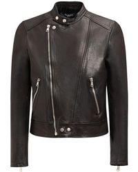 Balmain - Zipped Leather Biker Jacket - Lyst
