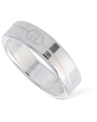 Gucci Diamantissima Wide Ring In Sterling Silver in Metallic for