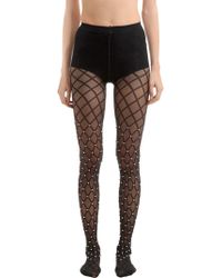 Wolford Pearl Beaded Net Stockings - Black
