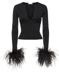 16Arlington - Mujer Top De Viscosa Con Plumas - Lyst