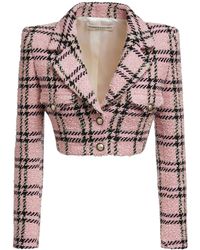 Alessandra Rich Kurze Jacke Aus Tweed in Pink Damen Bekleidung Röcke Miniröcke 
